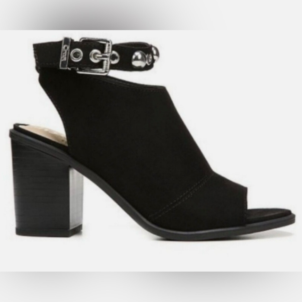 Circus by Sam Edelman Kiki Black Peep-Toe Block Heel Ankle Strap Sandals